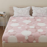1 King Bedsheet With 2 Pillow Covers - 108 X 108 Inches, Pastel Peach & Off White | Beautiful Print & Luxury Look Bedsheet | Cotton Bedsheet Is Naturally Comfortable