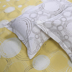 Bed Sheet For Double Bed With 2 Pillow Covers - 88 X 96 Inches, Yellow & Off White | Ideal For Bedroom, Guest Room, Home, Daily Use