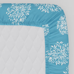 Fitted Double Bedsheet Cotton With 2 Pillow Covers - 60 X 78 Inches, Blue & White | Ideal For Daily Use & Gifting Bedsheet