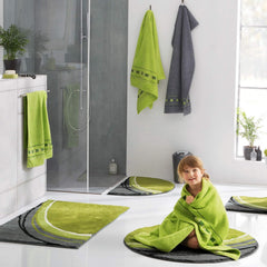 Casa Copenhagen Egyptian Design 2 Bath + 2 Hand & 2 Face Towels 1800 Gsm | He & She X Line Collection 100% Cotton 6 Piece Towel Set - Grey & Green