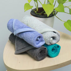 Heelium Bamboo Face Towel 800 Gsm | Ultra Absorbent & Odour-Free 3x Softer Than Cotton Towels | Pack Of 4 -Light Grey, Grey, Teal & Iris