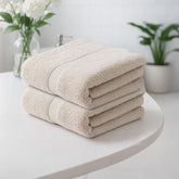Earthy Fables Premium Bath Towel 600 Gsm | 100% Combed Cotton Ultra Soft, Quick Dry & Highly Absorbent For Home, Travel And Acne-Prone Skin (Beige) Set Of 2