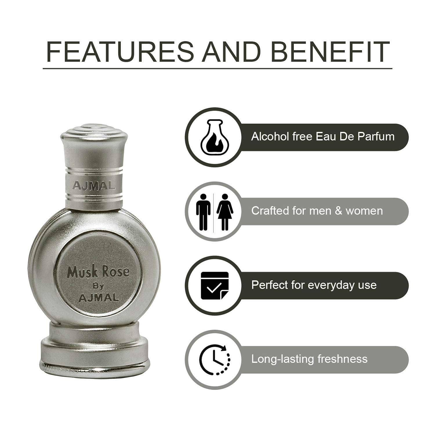 Ajmal Set Of 2 Concentrated Perfumes - Musk Rose 12ml 0.4 Fl.oz. & Khofooq 18ml 0.6 Fl.oz. Perfume Oil Woody Oudhy Alcohol-free Attar | For Unisex Ajmal Set Of 2 Concentrated Perfumes - Musk Rose 12ml 0.4 Fl.oz. & Khofooq 18ml 0.6 Fl.oz. Perfume Oil Woody Oudhy Alcohol-free Attar | For Unisex