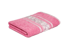 Liberty Towels 100% Cotton Large Size Bath Towel 450 Gsm | Highly Absorbent, Soft & Quick Dry Bathroom Towel | Elegant Design (Pink)