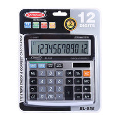 Bambalio Bl-555 Electronic Calculator With 12 Digits-large LC Display & Metallic Panel 3 Years Warranty & Solar Panel & 3 Years Battery Life