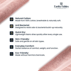 Earthy Fables Airlux Bath Towel 500 Gsm | Pure Carded Cotton, Soft, Absorbent, Quick Dry & Skin-Friendly Towel (Blush)