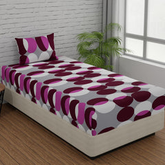 1 Single Bedsheet Cotton With 1 Pillow Covers - 55 X 88 Inches, Mahogany & Grey | Long Lasting Softness & Light Weight | Machine Wash In Cold Water