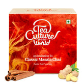 Tea Culture Of The World Classic Masala Chai - 16 Pyramid Tea Bags | Enriched With Assam Black Tea Leaf, Cinnamon, Clove, Pepper, Ginger, Tulsi - Low Caffeine Morning Tea
