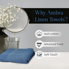 Ambra Linens 500 Gsm Highly Absorbent Towel, 100% Cotton, Soft & Plush, All Seasons Use, Large, Everyday Use, Durable (Dark Blue)