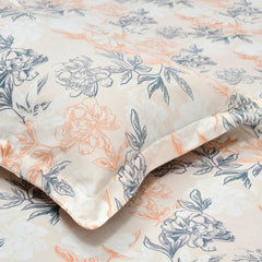 Flat Bedsheet Queen Size Bed With 2 Pillow Covers - 100 X 90 Inches, Peach & Grey | Soft, Breathable & Durable | Skin-Friendly & Durable