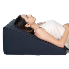 Wedge Pillow Memory Foam For Back Support, Velvet Dark Grey, Large Size - 11 Inch | Wedge Cushion, Acid Reflux, Snoring, Gerd, Leg Elevation, Pregnancy | Removable Cover, Breathable