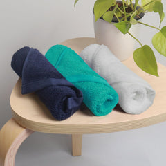 Heelium Bamboo Face Towel 600 Gsm | Ultra Absorbent & Odour-Free 3x Softer Than Cotton Towels | Pack Of 3 -Blue, Teal & White