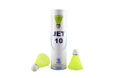 Vicky Jet 10 Nylon Badminton Shuttlecock Yellow | Pack Of 10 , Speed - Medium