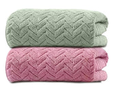 Maxoshine Microfiber Bath Towels Large Size-Super Soft Coral Fleece Bathing Towel 310 Gsm | With Hook Quick Dry Super Absorbent-Bath Towel (Green & Pink) - Pack Of 2