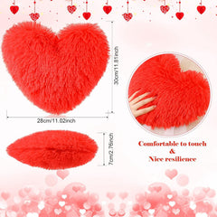 Plush Heart-Shaped Decorative Cushions, Soft Red Valentine Pillows, Red - 12 X 10 Inch | Versatile Use - For Sofa, Thoughtful Gifts For Special Occasions & Celebrations - Set Of 3