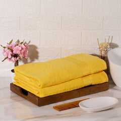 Kopa By Bianca 100% Cotton Soft Terry Towel Bath Towel L D`Ross 900 Gsm | Super Absorbent, Lightweight, Odour Free Bath Towel (Yellow) - 2 Pcs