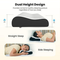 Gel Memory Cervical Neck Pillow For Pain Relief Sleep, White - King Size | Improves Posture & Spinal Alignment, Neck Pain Relief Cushion With Ultra Responsive, Washable Cover - Pack Of 1