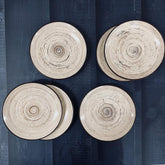 Iris Beige Hand Painted Ceramic Quarter Plates Set Of 6 - Beige | Small Side Plates For Dinner & Snacks - 7 Inch, 6 Pieces, Microwave Safe