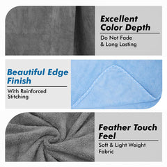 Urbanleaf Microfiber Large Bath Towel Quick Dry Super Absorbent Bath Towel | Towel For Bath, Travel, Gym, Beach, Pool & Yoga (Blue & Grey)