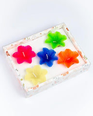 MULTI COLOUR FLOATING FLOWER CANDLE PACK OF 5 | PERFECT FOR COUPLES DATE CANDLE