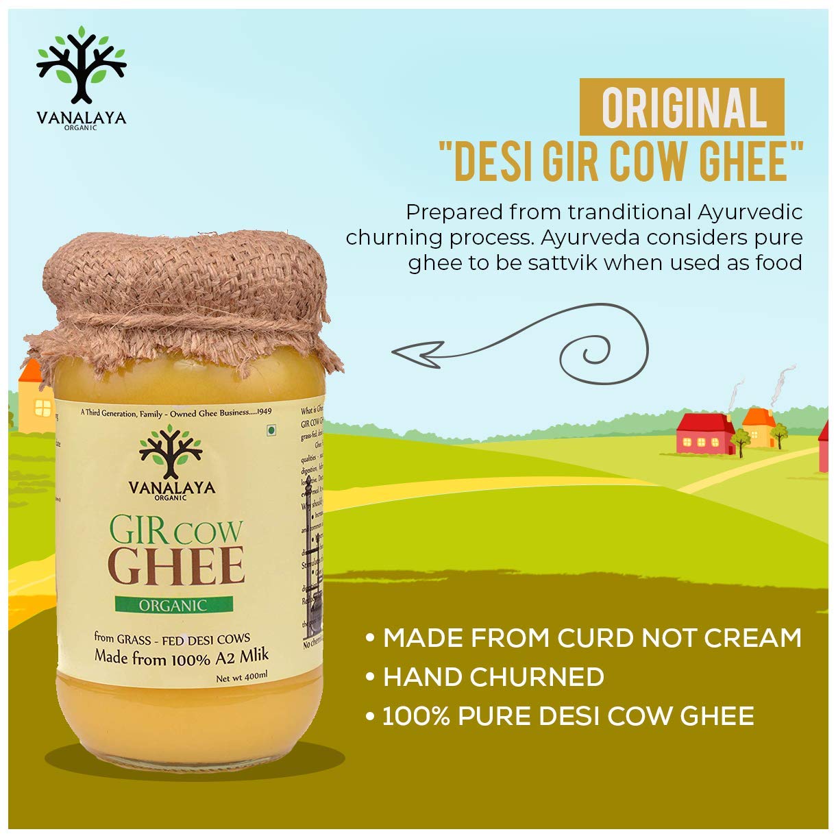 100% Pure Organic Desi Gir Cow Ghee By Vanalaya | Rich Source Of Vitamin A & Healthy Delicious Pure Desi Ghee | (200ml) 6.7 Ounce | Jar Pack 100% Pure Organic Desi Gir Cow Ghee By Vanalaya | Rich Source Of Vitamin A & Healthy Delicious Pure Desi Ghee | (200ml) 6.7 Ounce | Jar Pack