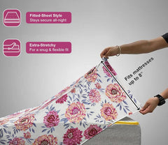1 Double Bedsheet For King Size With 2 Pillow Covers - 78x72+10 Inches, Multicolor | Leakproof, Dustproof & Skin-Friendly - All Round Elastic Fitted Bedsheet