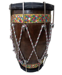 Professional Classical Dholak Nut & Bolt With Bag - Brown | Perfectly Symmetric Round Dholak - Dholak For Festival, Wedding, Satsang | Very Easy To Tune