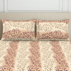 King Size Double Bedsheet 2 Matching Pillow Cover - 108 X 108 Inches, Light Brown & Beige | Durable & Long Lasting Wrinkle Resistant Fabric - All Season Comfort