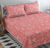 Printed Double Bedsheet King Size Set With 2 Pillow Covers - 90 X 100 Inches, Light Pink | Lightweight & Breathable, For Bedroom & Gifting Double Bedsheet