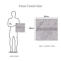 Akiko Home 100% Cotton Essential Series Face Towel 600 Gsm | Soft Absorbent & Durable Washcloth For Men & Women, Compact Travel Towel -Pack Of 4 (Teal & Grey)