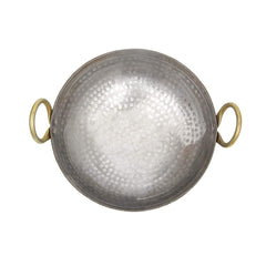 Heavy Base Silver Iron Matthar Or Hammered Kadhai, 1.5 Liters | Kadai With Handle For Kitchen - Deep Frying Kadai Free Stainless Steel Scrubber