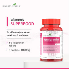 Immunosciences Premium Women’s Superfood Multivitamin For Women With Antioxidants, Zinc, Iron, Calcium, Copper, Vitamin A, B, C, D, E, K, Biotin | 60 Veg Tablets , 100gm 0.2lbs