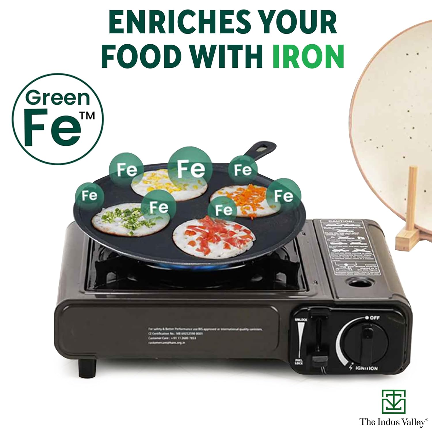 Pre-Seasoned Black Cast Iron Uttapam Tawa - 4 Pit, 27.5cm, 10.8 Inch, 2.5 Kg | Induction Friendly, Naturally Nonstick, 100% Pure & Toxin-Free, No Chemical Coating Pre-Seasoned Black Cast Iron Uttapam Tawa - 4 Pit, 27.5cm, 10.8 Inch, 2.5 Kg | Induction Friendly, Naturally Nonstick, 100% Pure & Toxin-Free, No Chemical Coating