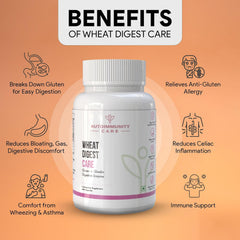 Autoimmunity Care Wheat Digest Care, Gluten + Gliadin Digestive Enzyme Supplement, For Gluten Digestion, Helps To Digest Wheat, Maida, Barley & Other Cereal Grains | 60 Veg Capsules, 100gm 0.2lbs