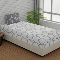 Single Bed Sheet Size - 55 X 88 Inches With 1 Pillow Covers, White & Grey | Wash Dark Colors Separately | Lightweight, Soft, & Comfortable Bedsheet
