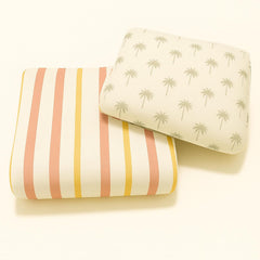 Organic Cotton Muslin Baby Bath Towel 200 Gsm | Cotton Cloth Premium Baby Washable Reusable, Absorbent, Extra Soft (Multi Stripe & Coconut)- Pack Of 2
