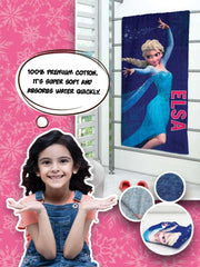 Athom Living Disney Frozen Kids Bath Towel 350 Gsm | Super Soft, Quick Dry, Highly Absorbent, Lightweight & Durable Towel (Blue)