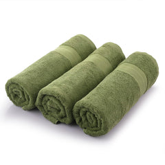 Himeya 100% Cotton Bath Towel 1400 Gsm | Bath Towel For Men & Women - Olive Green (3 Piece)