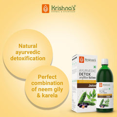 Krishna's Ayurvedic Detox Juice Ayurvedic Detoxification, Perfect Combination Of Giloy, Karela, Jamun & Neem, Helps In Flushing Out Toxins & Promoting, Rich In Antioxidants | 1000ml 2.2lbs