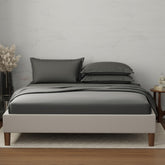 100% Cotton Plain Bedsheet Set With 4 Pillow Covers - 108 X 108 Inches, Grey | 300 Thread Count - Gift For Weddings Or Anniversary King Size Bedsheet