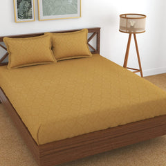 Microfiber Fitzy 280 TC Fitted Bedsheet King Size - 72 X 78 + 10 Inches, Camel With 2 Pillow Cover | Perfect Look Every Time Bedsheet