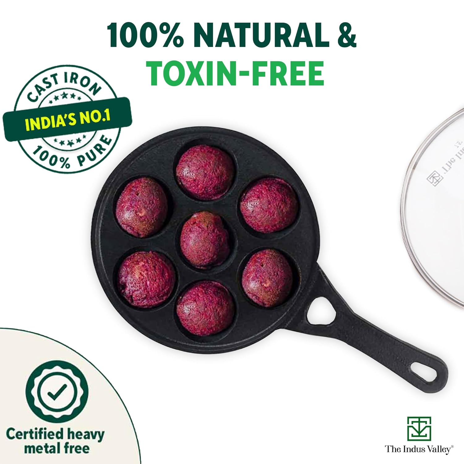 Super Smooth Black Cast Iron Paniyaram Pan With Long Handle - 7 Pits, 21cm, 8.3 Inch, 1.9 Kg | Nonstick, Pre-Seasoned Appe Or Paddu Pan, 100% Pure & Toxin-Free, No Chemical Coating Super Smooth Black Cast Iron Paniyaram Pan With Long Handle - 7 Pits, 21cm, 8.3 Inch, 1.9 Kg | Nonstick, Pre-Seasoned Appe Or Paddu Pan, 100% Pure & Toxin-Free, No Chemical Coating