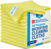 Microfiber Wholesale Buff Pro Multi-Surface Microfiber Cleaning Cloths 400 Gsm | Premium Microfiber Towels For Cleaning, Kitchens & Bathrooms (Yellow) - Pack Of 12