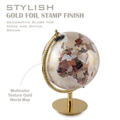Rotating World Globe 8 Inch With Designer Metal Stand For Show Pieces, Office Decor, Study Table Decor, Birthday, Party Gifts & Anniversary, For Students Learning, Pack Of 1
