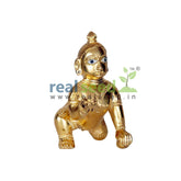 Laddu Gopal Kishan, Thakur Ji Statue, Bal Gopal, Gold, Brass, Baby Krishna Murti, Antique Look, Occasion & Festivals, Golden Handmade Idol, Radha & Krishna, God Statue