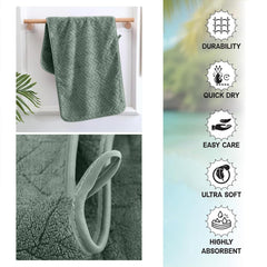 Housse Microfiber Nova Coral Fleece Hand Towel 800 Gsm | Ultra Soft Super Absorbent Towels For Gym, Yoga & Beach (Green) - Pack Of 4