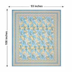 Jaipuri Cotton Bedsheet For King Size With 2 Pillow Covers | 90 X 108 Inches, Sky Blue & Yellow | Ultra-Soft & Skin-Safe | Breathable Summer Comfort
