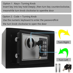 Key & Electronic Security Safe Box Digital Deposit Box For Home Office Hotel Business Lock Box For Cash Jewellery Storage, Colour - Black, 0.17 Cubic Feet