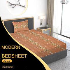 180 TC Print Cotton 1 Single Bedsheet With 1 Pillow Cover - 60 X 90 Inches, Brown & White | Soft & Breathable Fabric, Skin-Friendly Bed Sheet For All Seasons