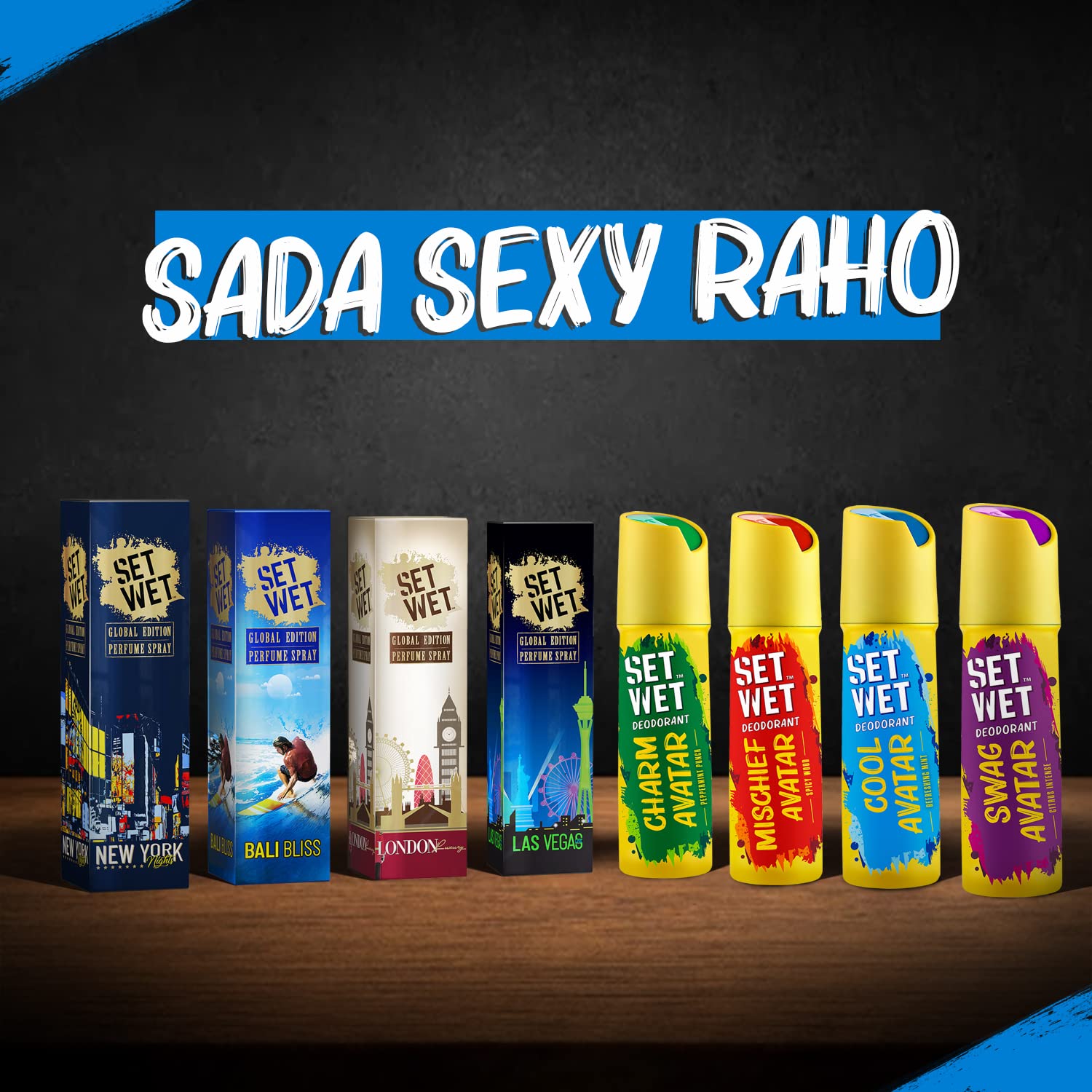 Set Wet Combo Of 3 Deodorant Spray Perfume Cool + Charm + Mischief Avatar For Men 150ml Each 5 Fl.oz. Set Wet Combo Of 3 Deodorant Spray Perfume Cool + Charm + Mischief Avatar For Men 150ml Each 5 Fl.oz.